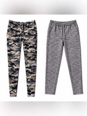 Camo Jogger Sweatpants Gray Green Camouflage Drawstring Lounge Pants